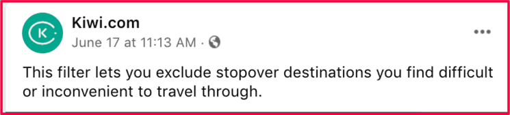 This filter lets you exclude stopover destinations you find difficult
or inconvenient to travel through.